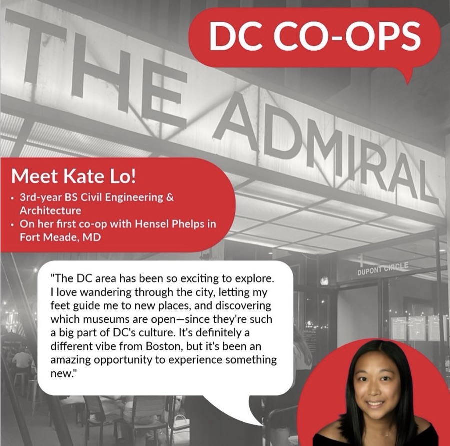 DC Co-ops profile card for Kate Lo, third-year civil engineering and architecture student on co-op with Hensel Phelps